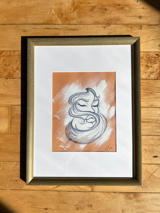 Framed Original: Tan & White